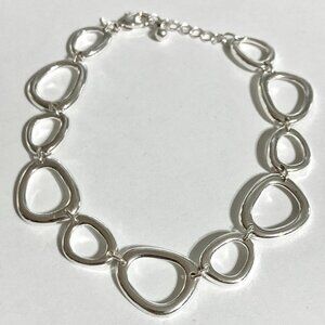 1980s Avon Silver Tone Circle Link Adjustable Bracelet Jewelry 9.25” SAQ Vintage